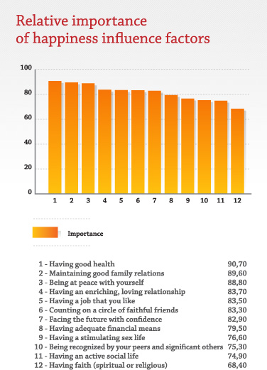 Relative importance of happiness influence factors